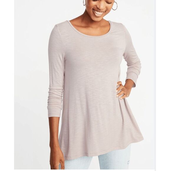 Old Navy Luxe Slub-Knit Swing Tee in Icelandic Mineral Pale Pink, Sz Large - Picture 1 of 12